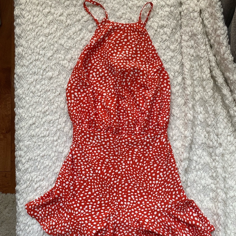 Red and White Spotted Halter Romper